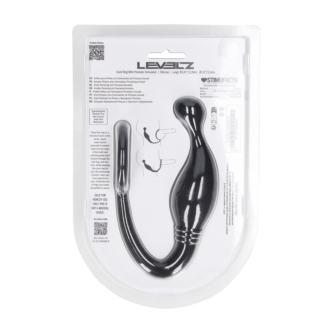 Siliconen Cockring met Prostaatstimulator - L - Zwart