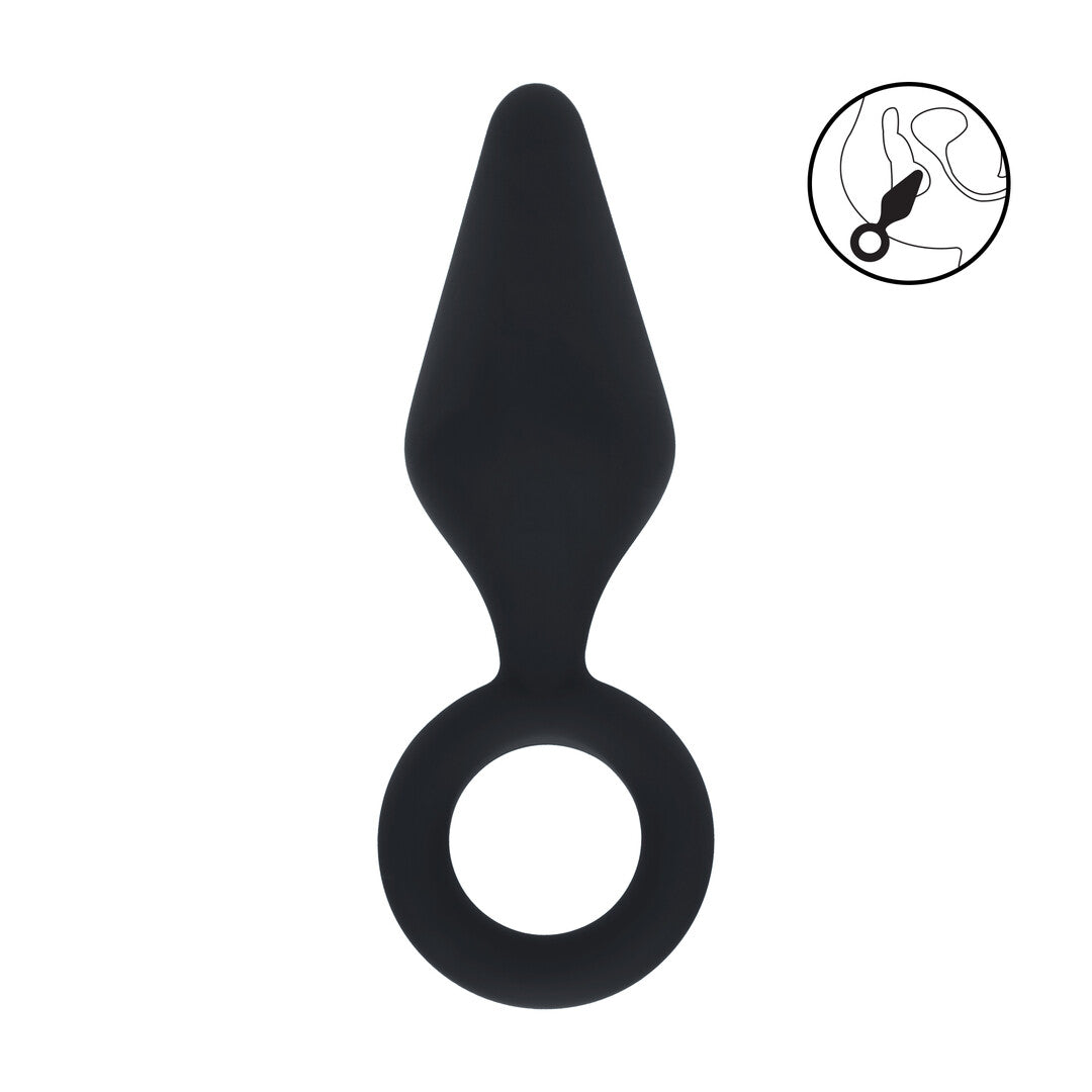 Siliconen Anale Plug met Luss - S - Zwart