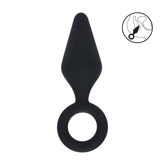 Siliconen Anale Plug met Luss - S - Zwart