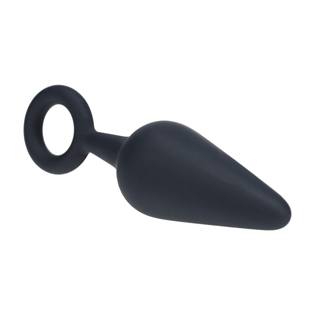 Siliconen Anale Plug met Lus - M - Zwart