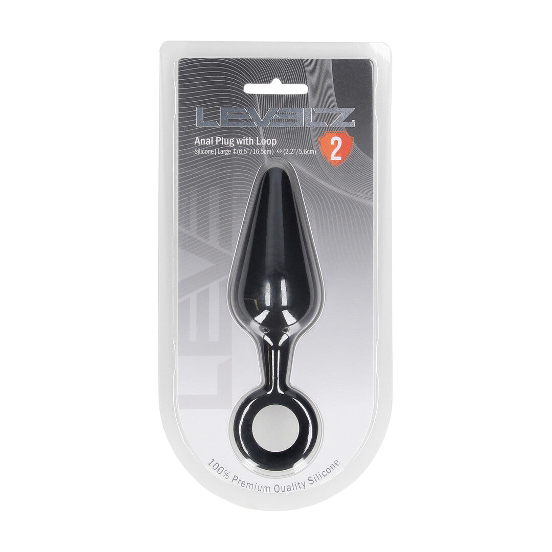 Siliconen Anale Plug met Lus - L - Zwart