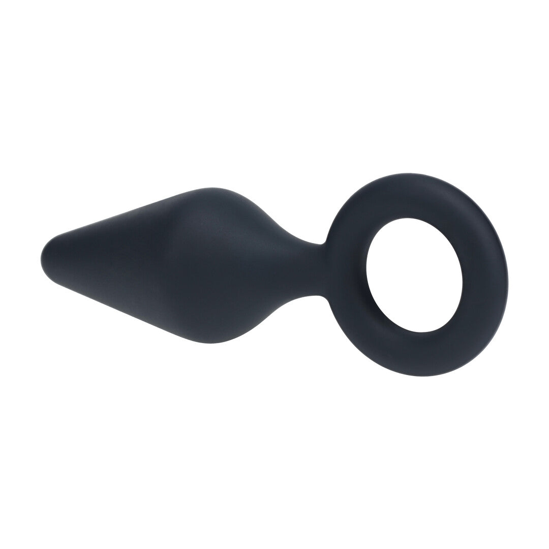 Siliconen Anale Plug met Lus - L - Zwart