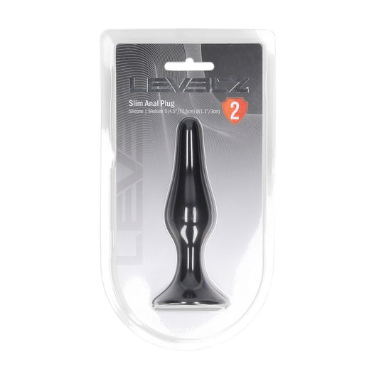 Slanke Siliconen Anale Plug - M - Zwart