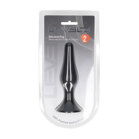Slanke Siliconen Anale Plug - L - Zwart