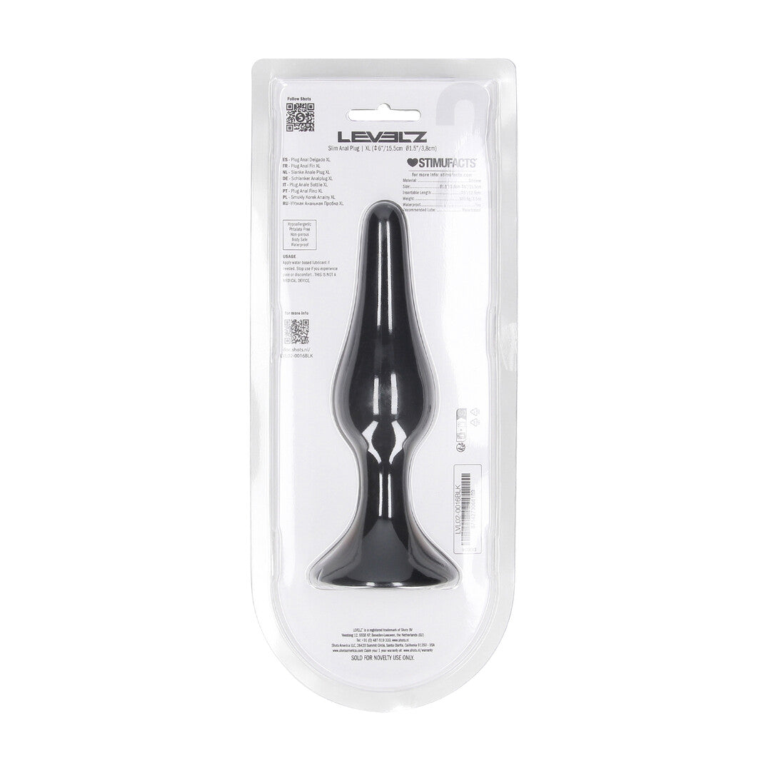 Slim Siliconen Anale Plug - XL - Zwart
