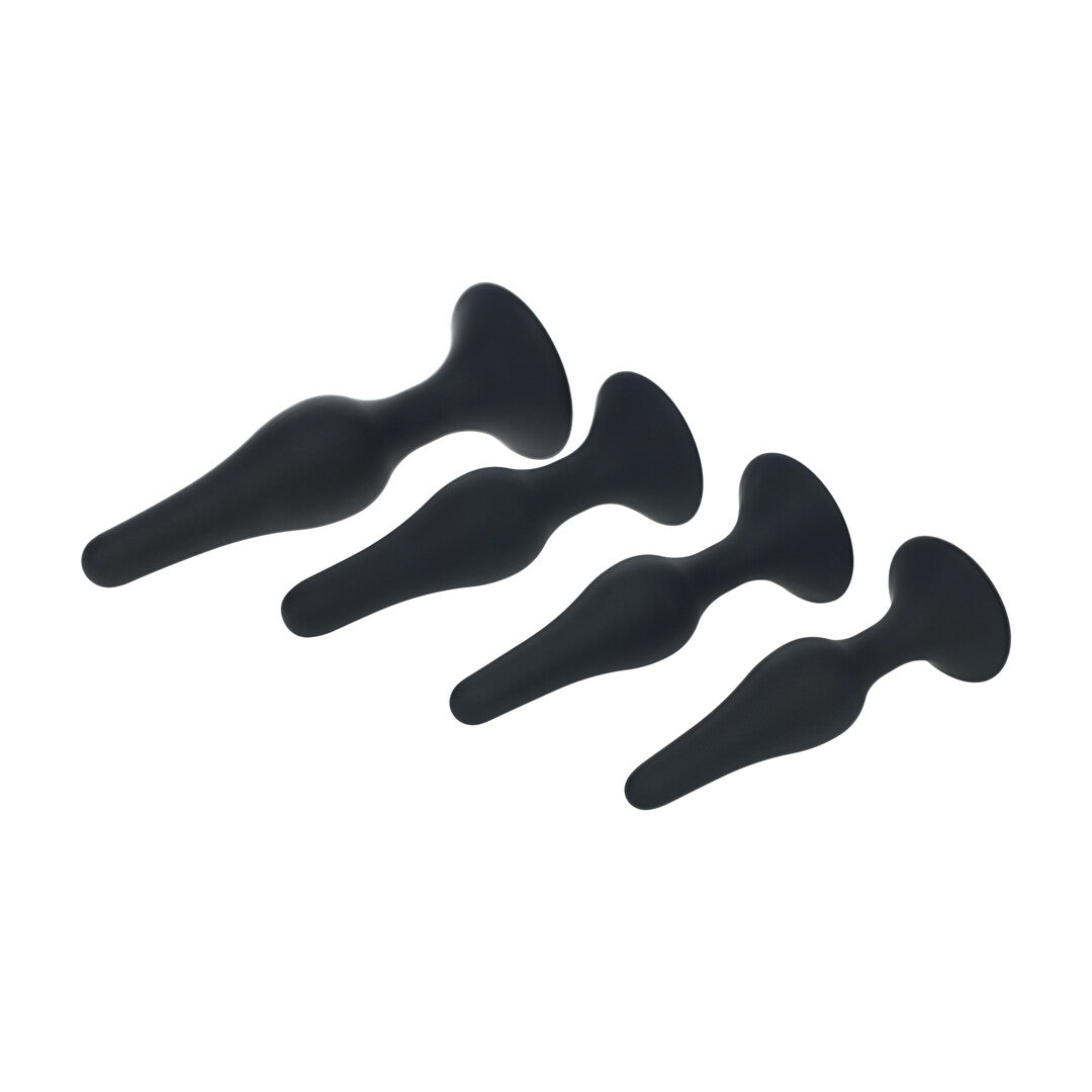 Slim Siliconen Anale Plug Set van 4 - S/M/L/XL - Zwart