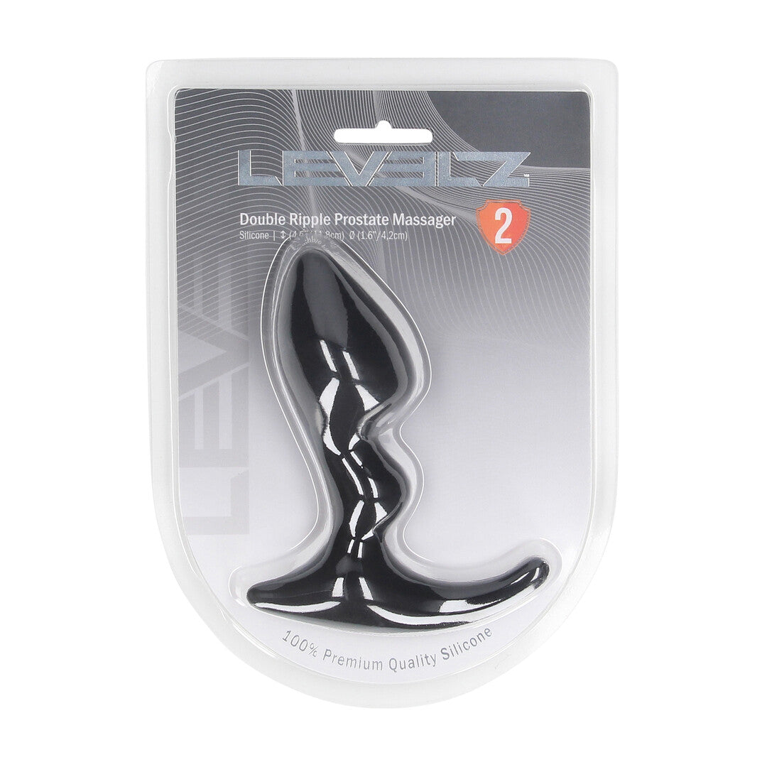 Dubbele Ripple Siliconen Prostaat Massager - Zwart