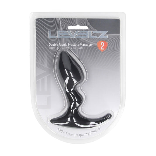 Dubbele Ripple Siliconen Prostaat Massager - Zwart