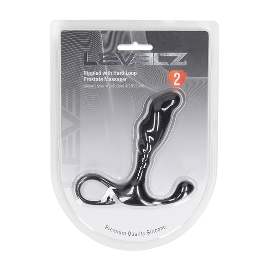 Geribbelde Hard Loop Silicone Prostaat Massager - S - Zwart