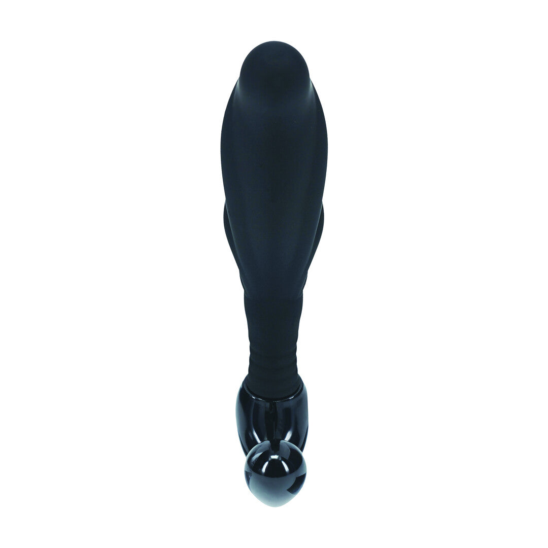 Geribbelde Hard Loop Silicone Prostaat Massager - M - Zwart