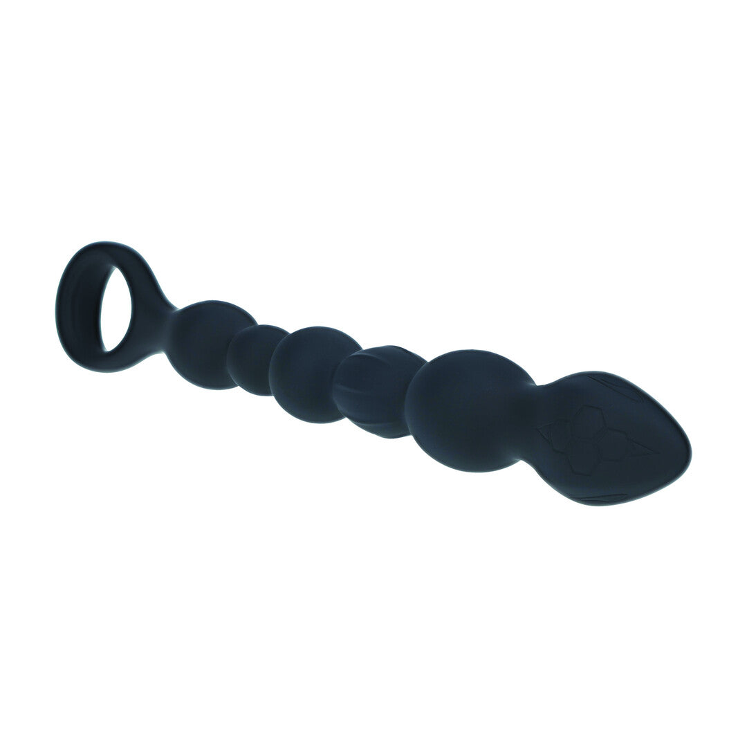 Kralen Slang Silicone Anale Probe met Lus - Zwart
