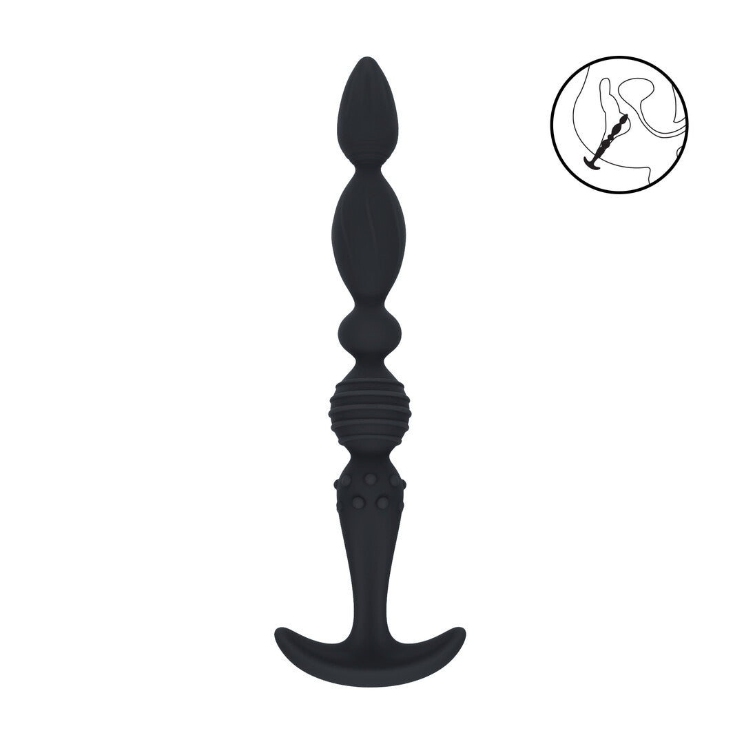 Multi Textured Silicone Flared Anale Probe - Zwart