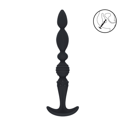 Multi Textured Silicone Flared Anale Probe - Zwart