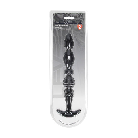 Multi Textured Silicone Flared Anale Probe - Zwart