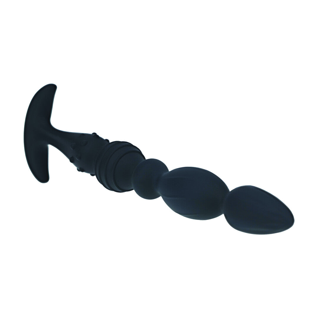 Multi Textured Silicone Flared Anale Probe - Zwart