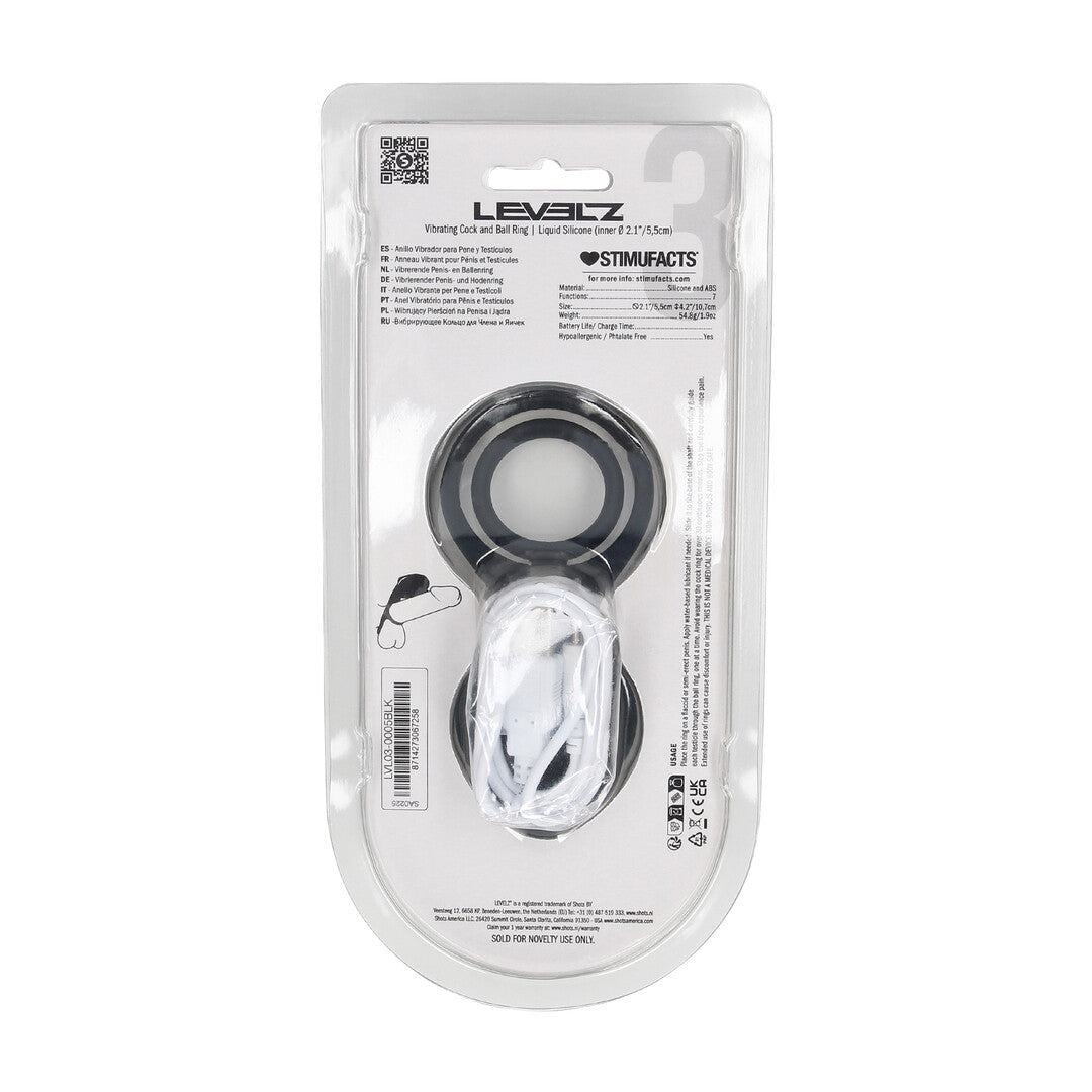 Vibrerende Cock- en Ballring met Vleugelstimulator - Zwart