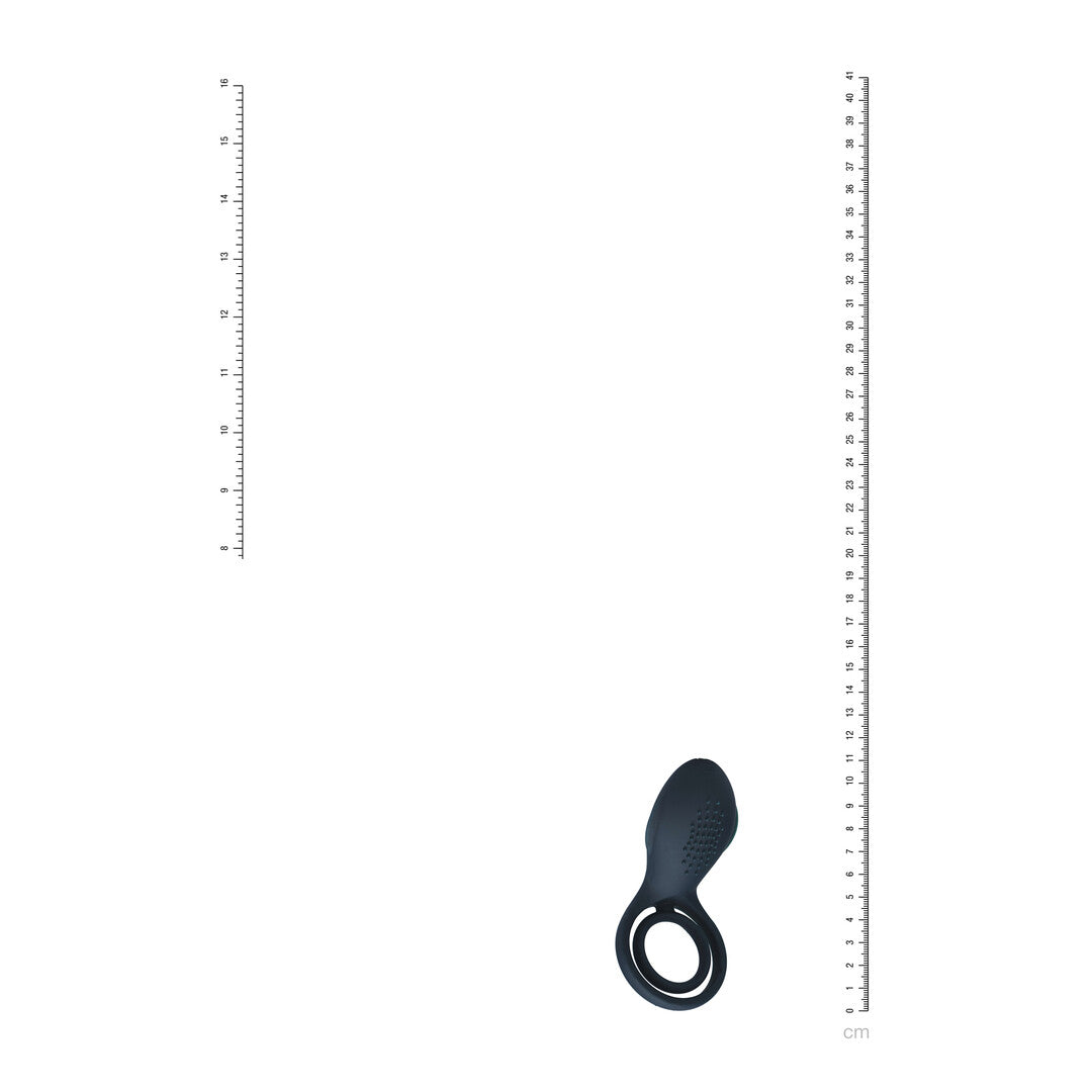 Vibrerende Cock- en Ballring met Vleugelstimulator - Zwart