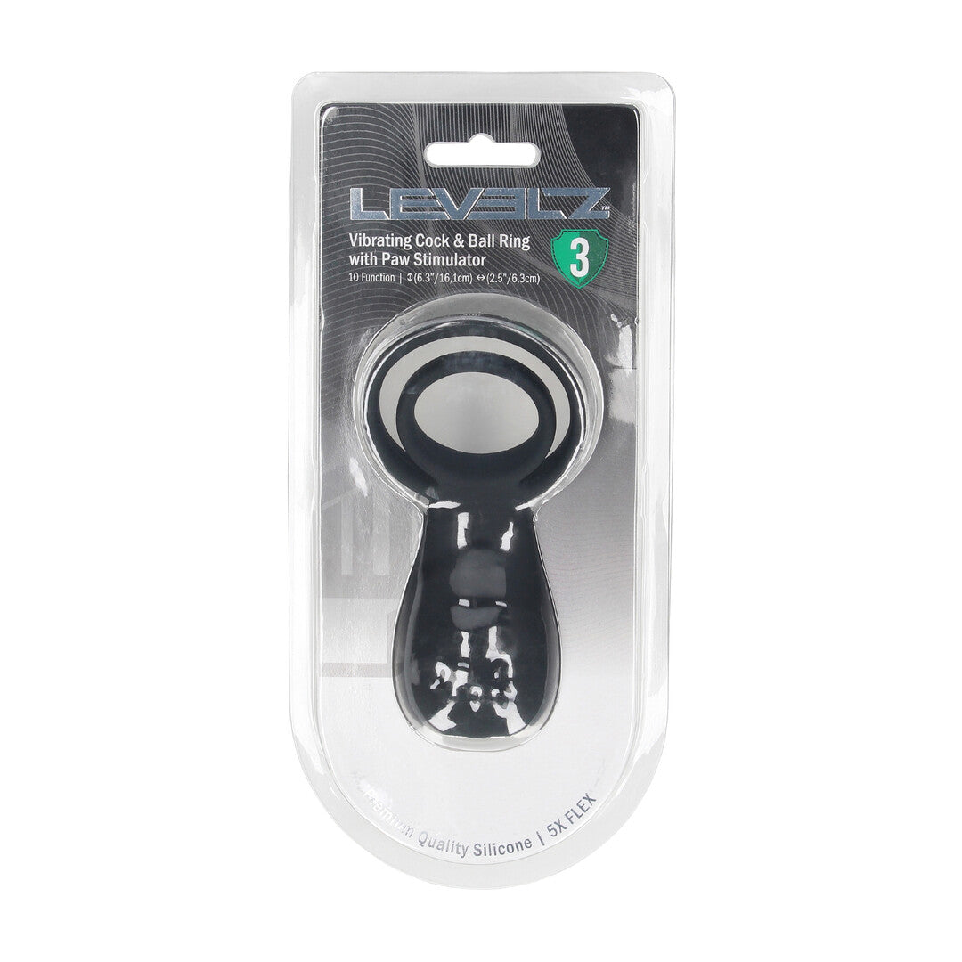 Vibrerende Cock- en Ballring met Pootstimulator - Zwart