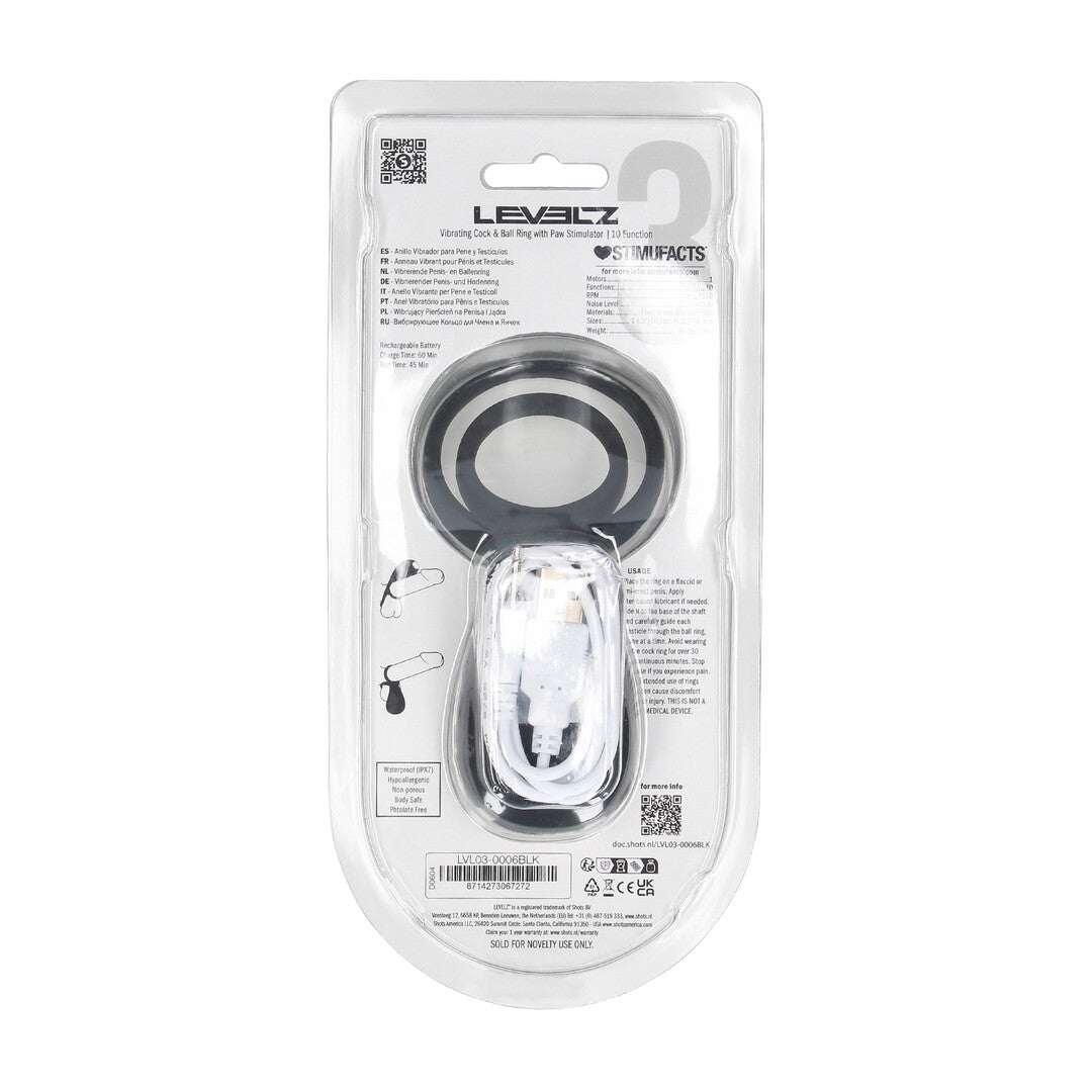 Vibrerende Cock- en Ballring met Pootstimulator - Zwart