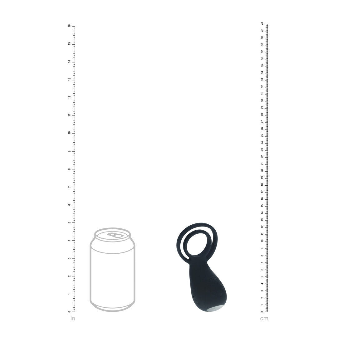Vibrerende Cock- en Ballring met Pootstimulator - Zwart