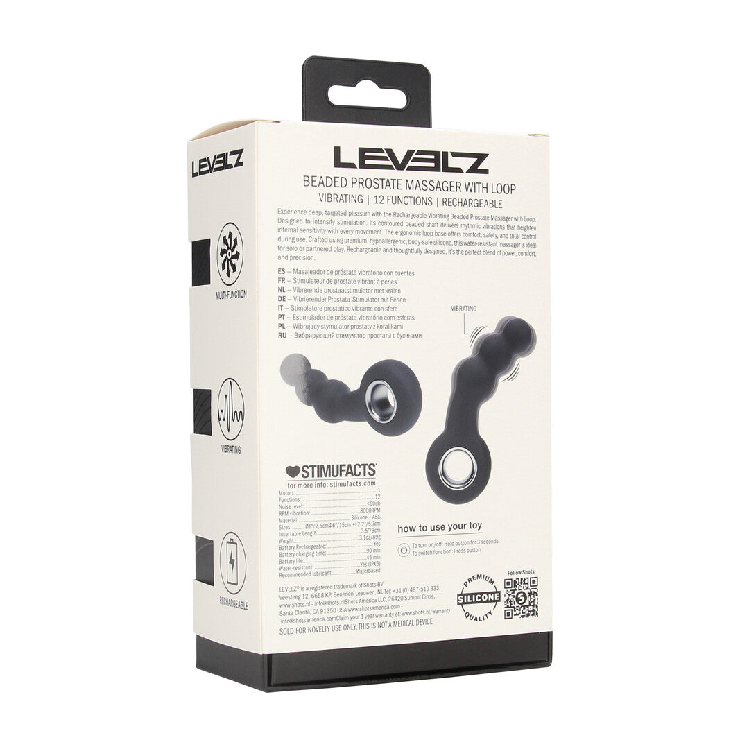 Vibrerende Parelsilicone Prostaatmassager met Lussysteem - Zwart