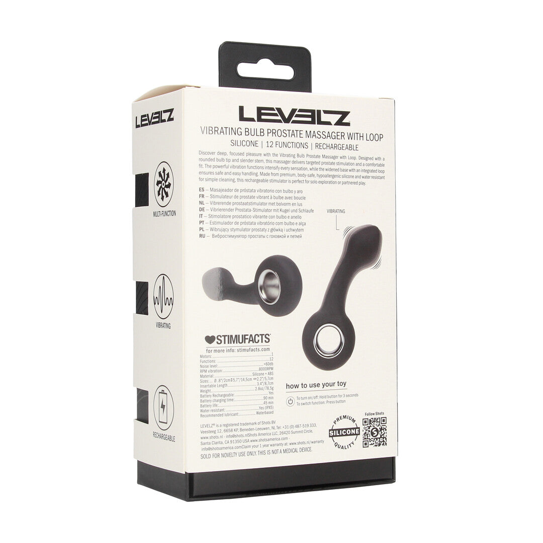 Vibrerende Bulb Silicone Prostaat Massager met Lus - Zwart