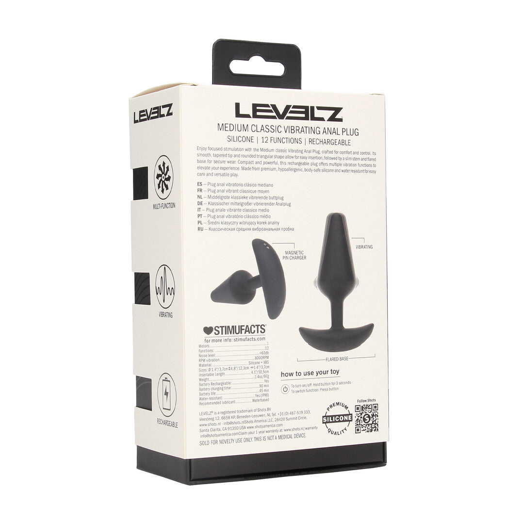 Classic Vibrerende Silicone Anale Plug - M - Zwart