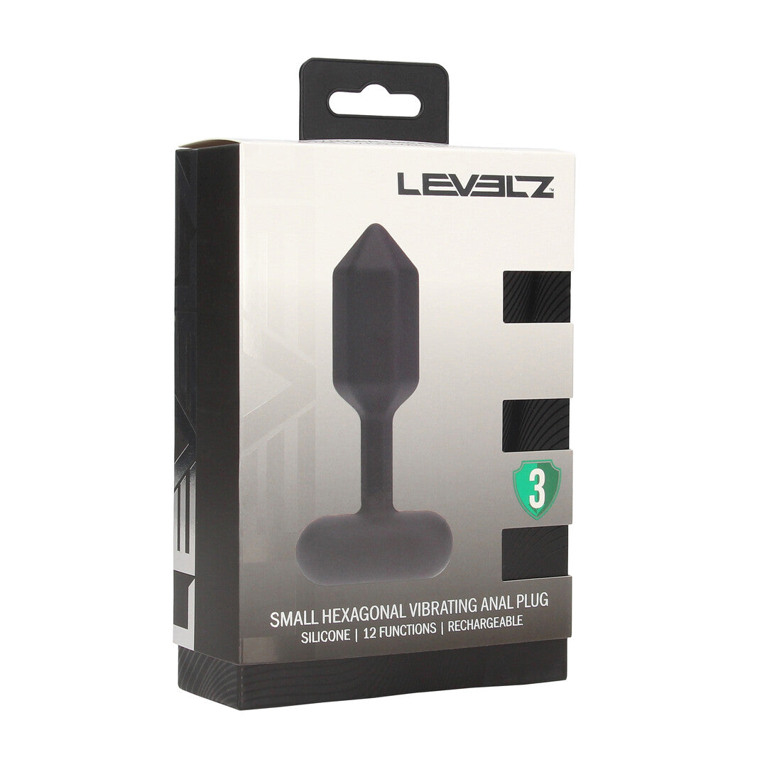 Hexagonale Vibrerende Silicone Anale Plug - S - Zwart