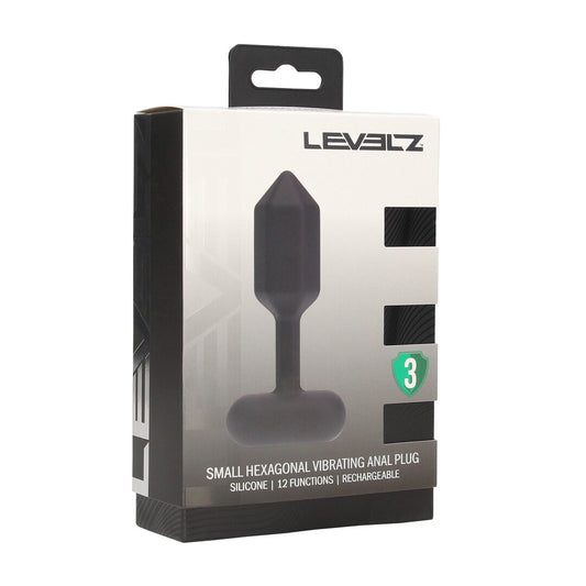 Hexagonale Vibrerende Silicone Anale Plug - S - Zwart