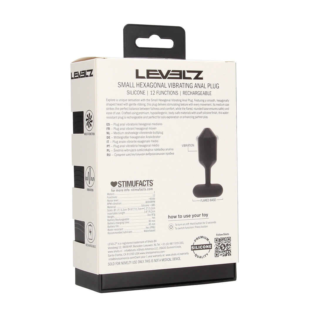 Hexagonale Vibrerende Silicone Anale Plug - S - Zwart