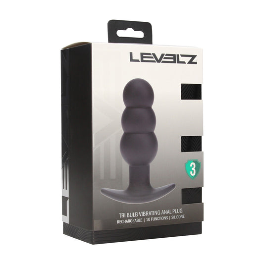 Tri Bulb Vibrerende Siliconen Anale Plug - Zwart