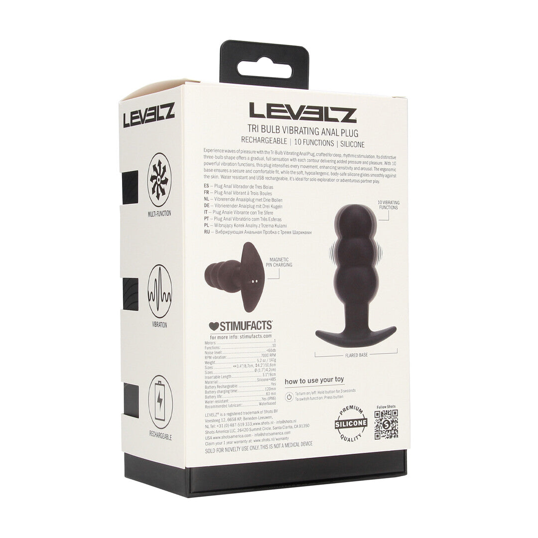 Tri Bulb Vibrerende Siliconen Anale Plug - Zwart