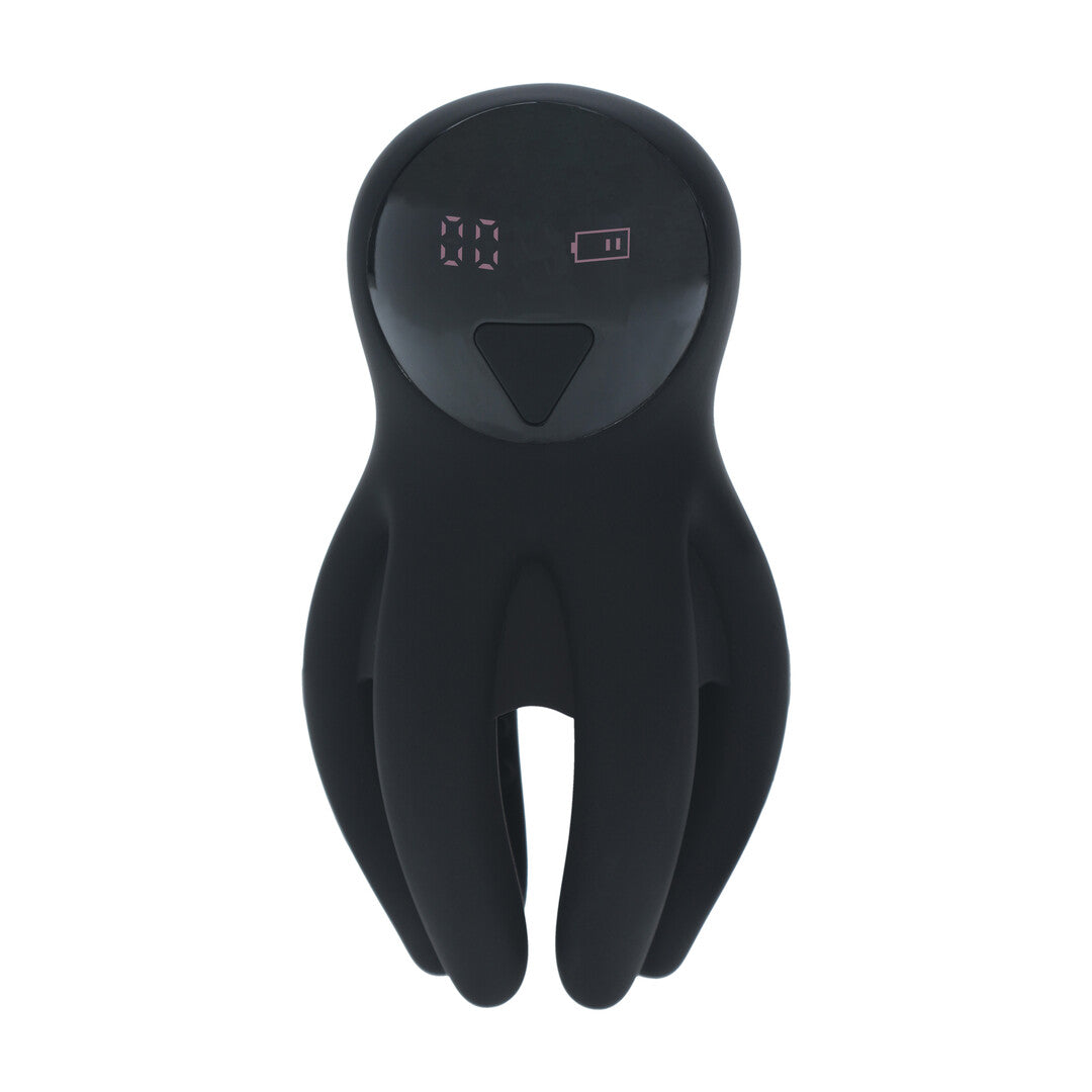 Digitale Vibrerende Silicone Penis Hoofd Stimulator met Tentakels - Zwart