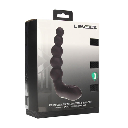 Vibrerende Verwarmende Buigbare Tapping Beaded Siliconen Prostaat Stimulator - Zwart
