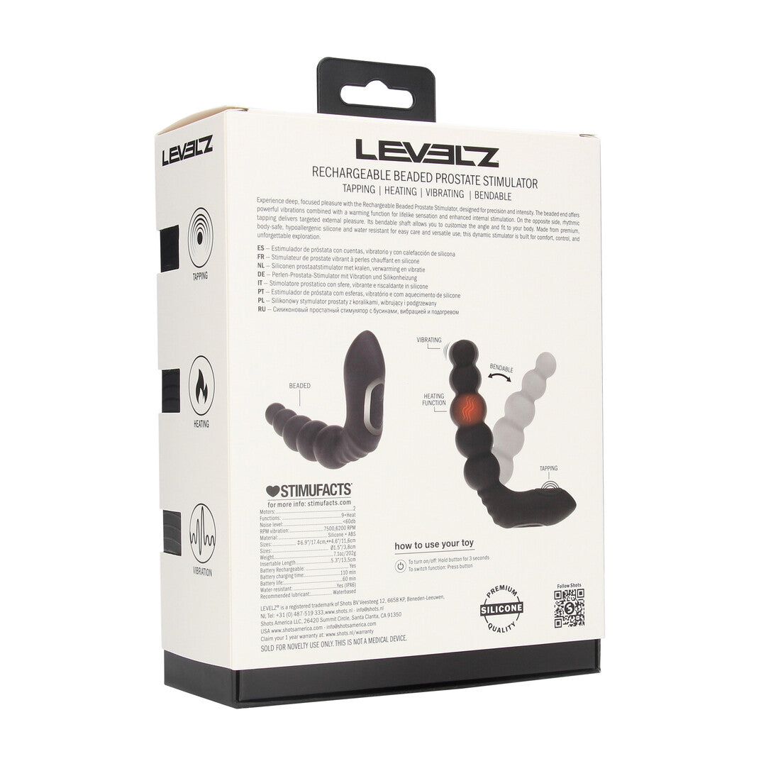 Vibrerende Verwarmende Buigbare Tapping Beaded Siliconen Prostaat Stimulator - Zwart