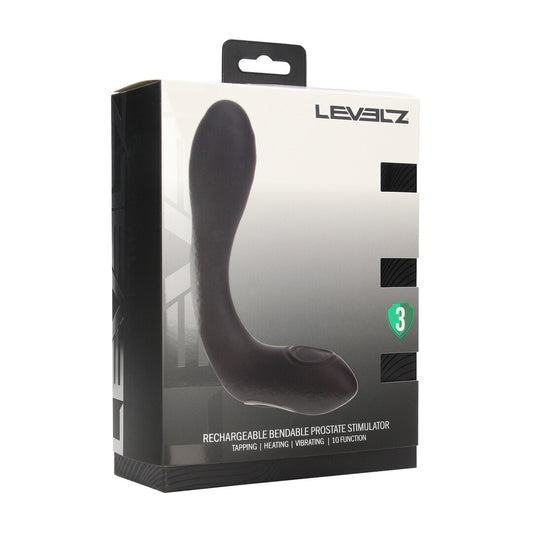 Vibrerende Verwarmende Buigbare Tapping Silicone Prostaat Stimulator - Zwart