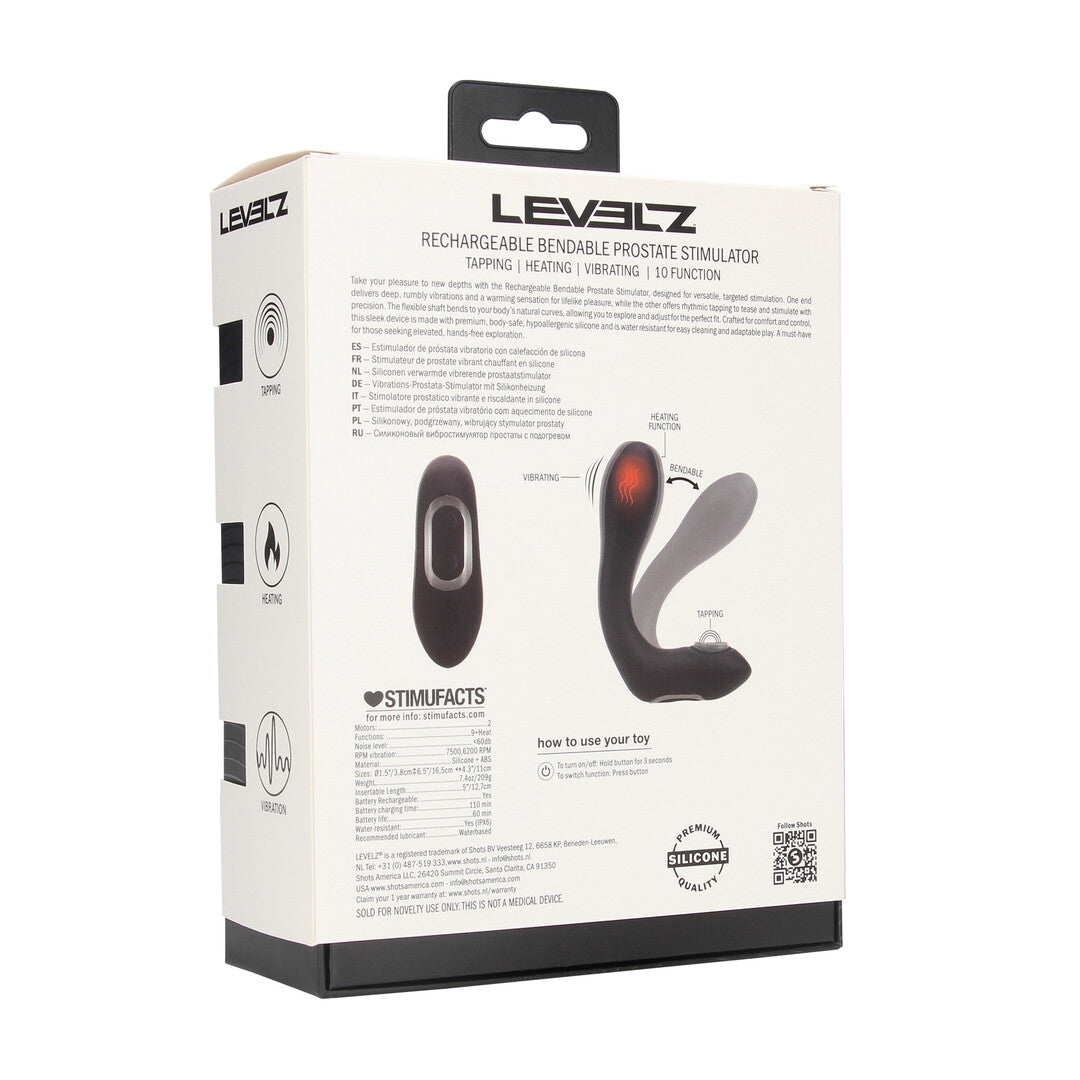 Vibrerende Verwarmende Buigbare Tapping Silicone Prostaat Stimulator - Zwart