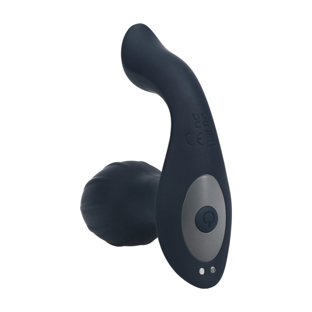 Vibrerende en Draaiende Siliconen Anale Plug met Bal Stimulator - Zwart