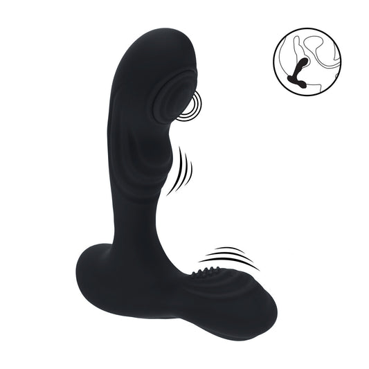 Vibrerende en Tikken Siliconen Prostaat Massager met Bal Stimulator - Zwart
