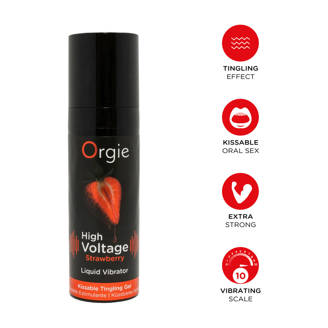 High Voltage - Vloeibare Vibrator - Aardbei - 0,5 fl oz / 15 ml
