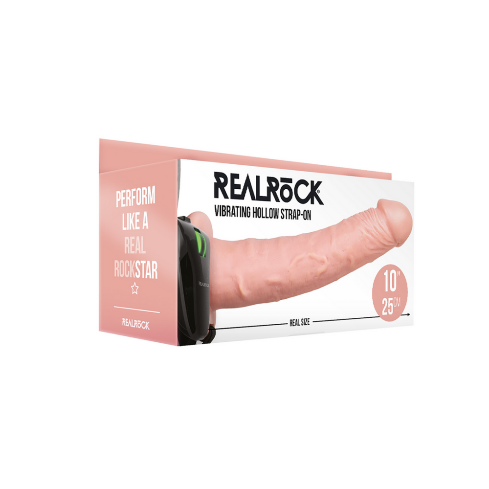 Vibrerende Holle Strap-On zonder Ballen - 10 / 24,5 cm