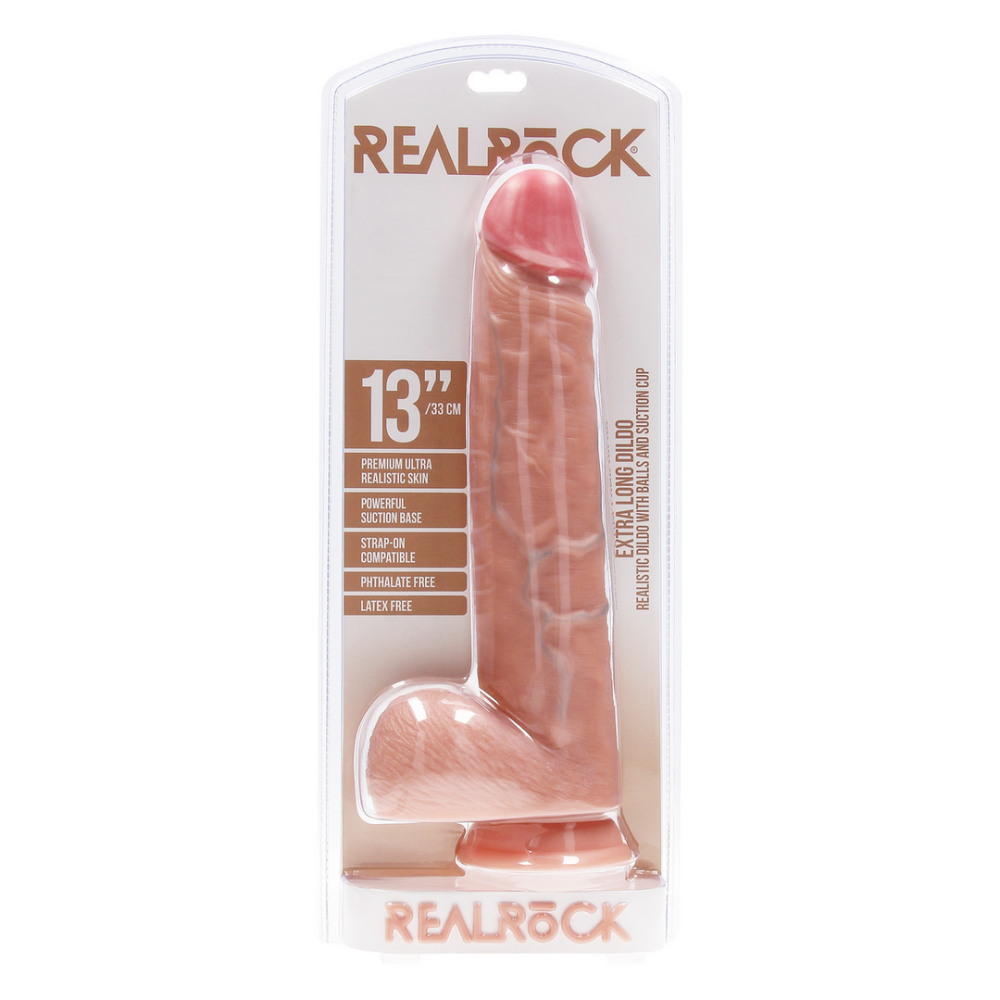 Extra Large Straight met Ballen 13 / 33 cm - Vlees