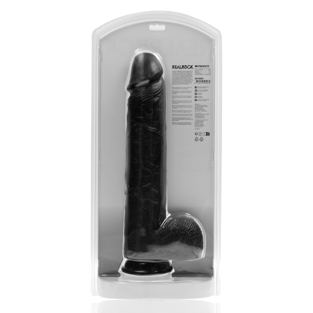 Extra Large Straight met Ballen 15 / 38 cm - Zwart