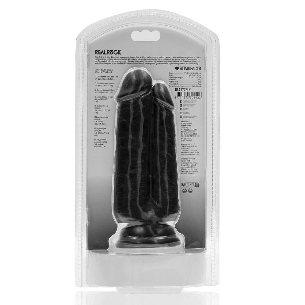 Twee in Een Dildo 5/6 - 12,7/15,2 cm - Zwart