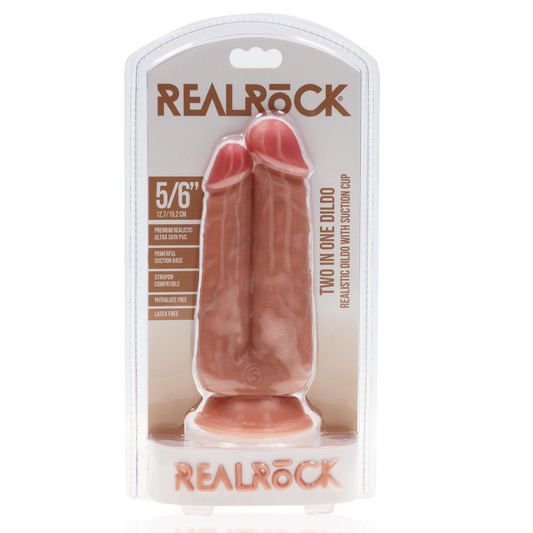 Twee in Een Dildo 5/6 - 12,7/15,2 cm - Vlees