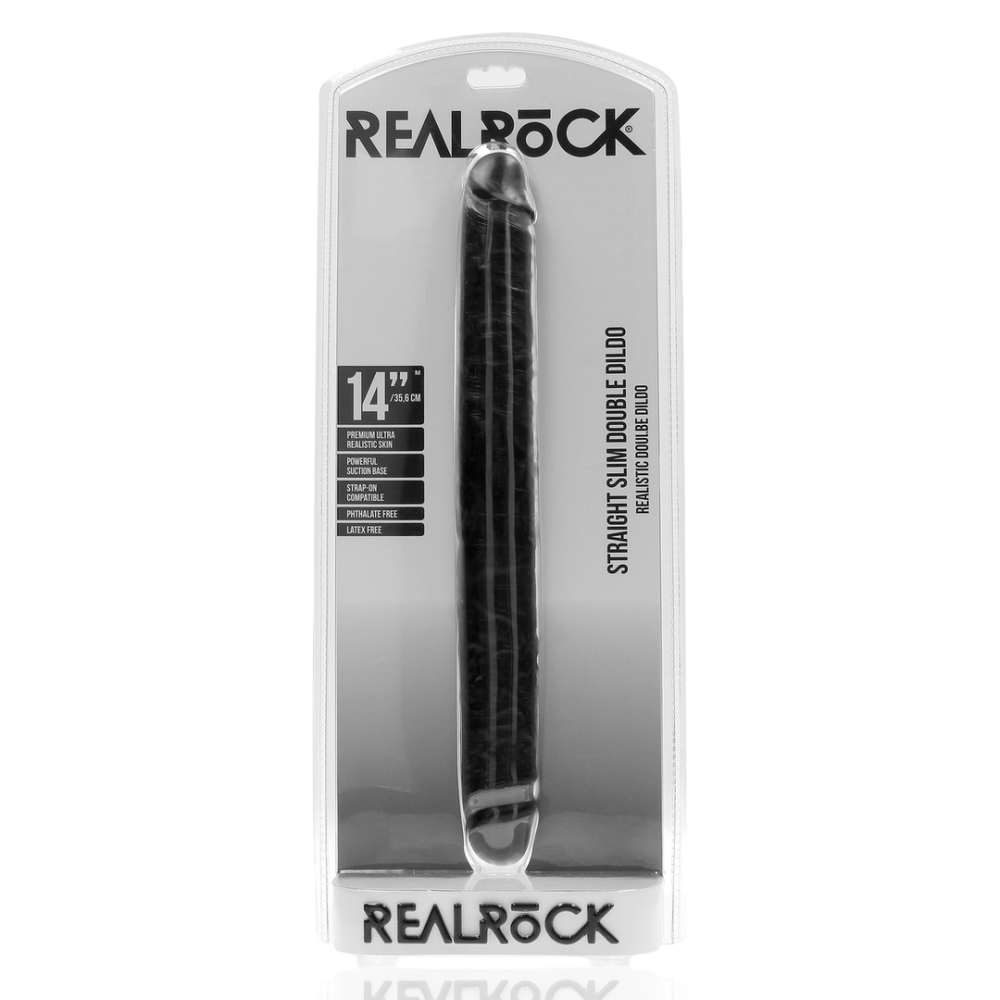 Slim Double Ended Dong 14 / 35,6 cm - Zwart