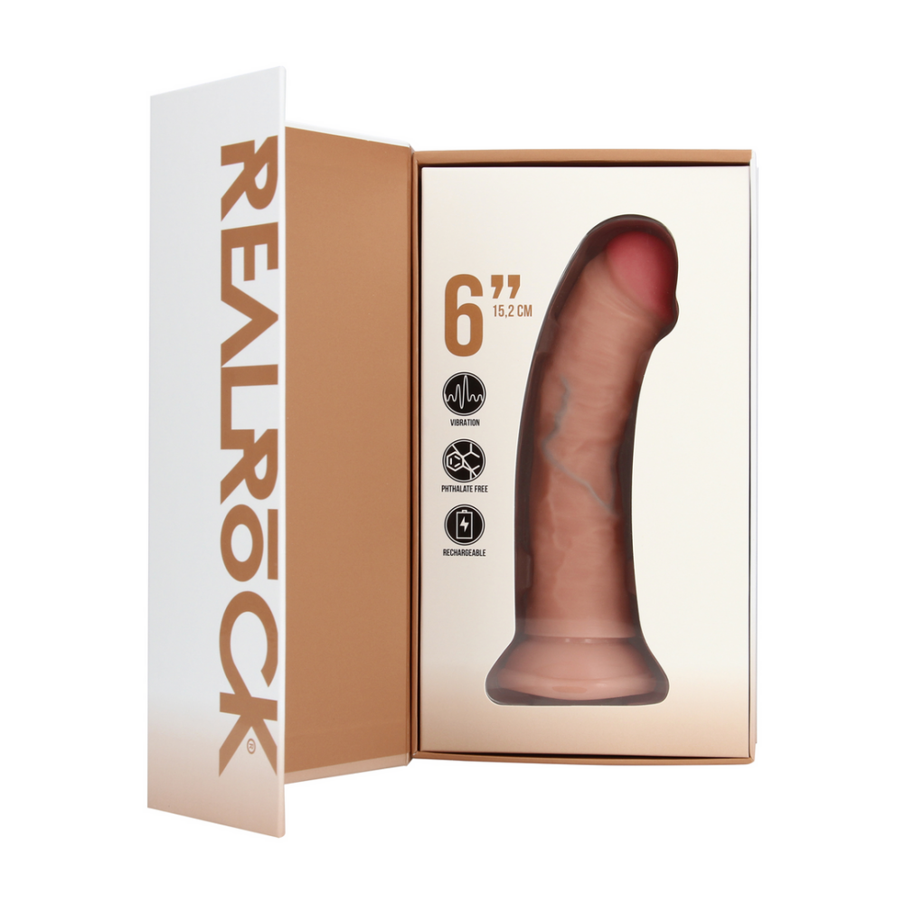 Vibrerende Regelmatige Gebogen Dildo - 6 / 15,5 cm - Vlees