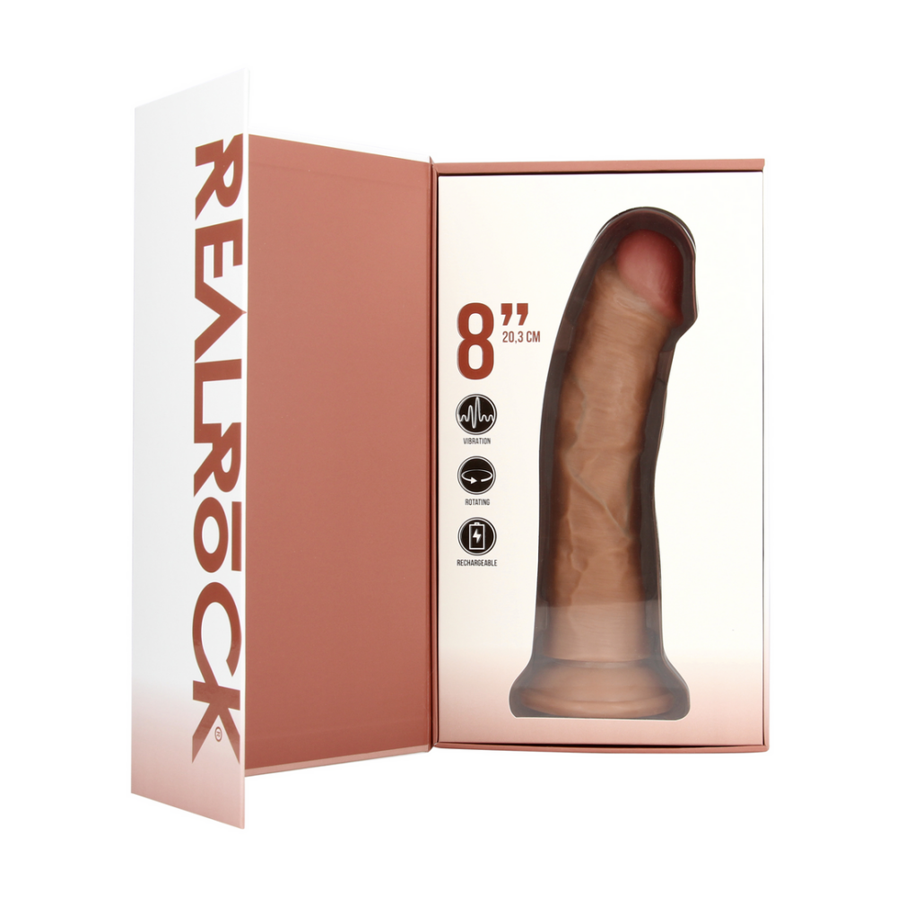 Vibrerende en Rotating Regular Curved Cock - 8 / 20,5 cm - Tan