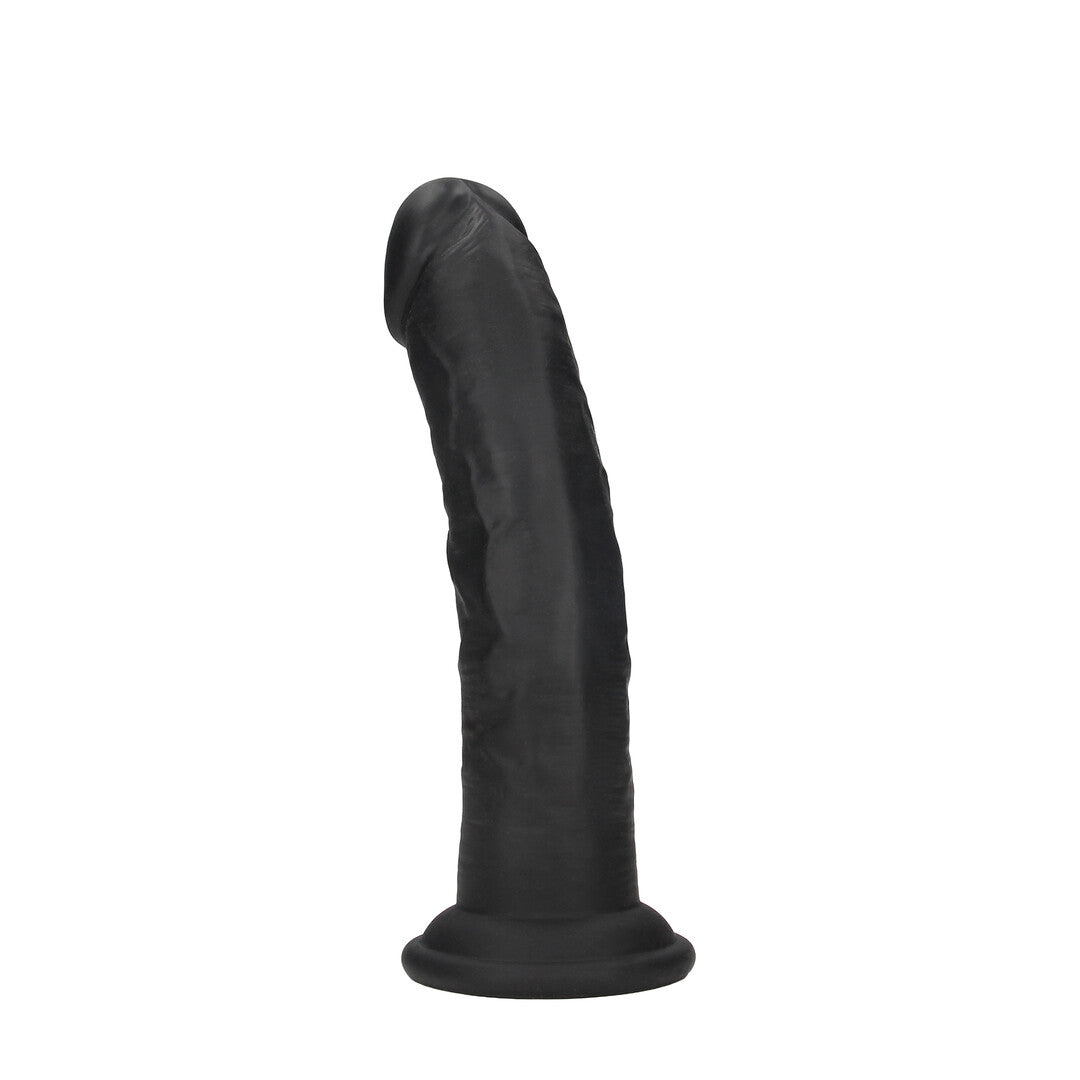Dual Density Silicone Gebogen Realistische Dildo met Zuignap - 6 / 15,5 cm - Zwart