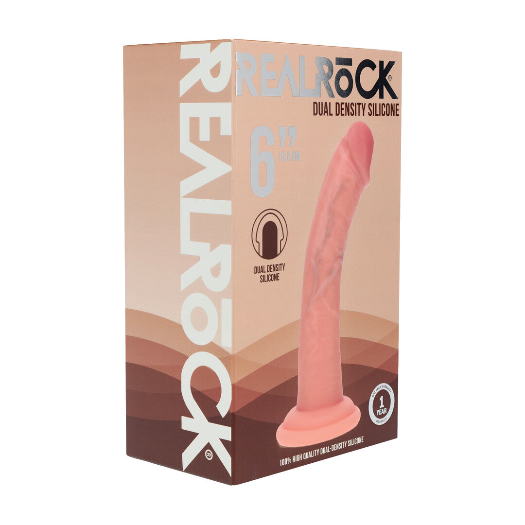 Dual Density Silicone Gebogen Realistische Dildo met Zuignap - 6 / 15,5 cm - Vlees